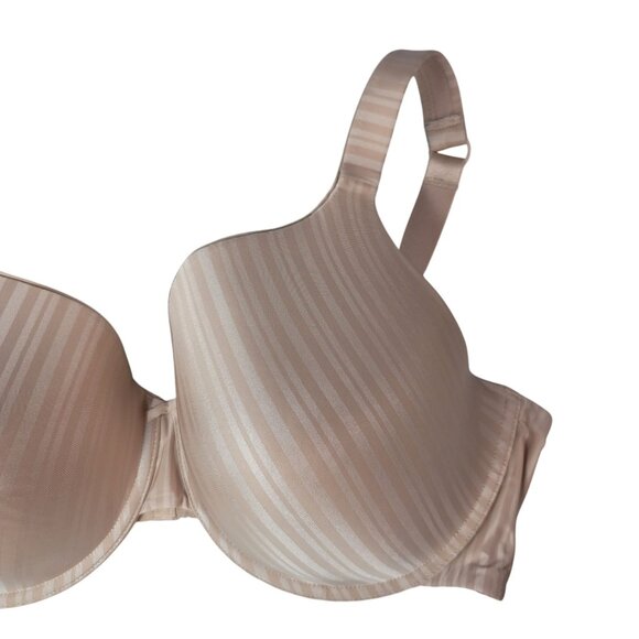 Parfait Full Coverage TShirt Bra Tan 44DD Underwire Light Pad Adj Striped Aline - Picture 2 of 10